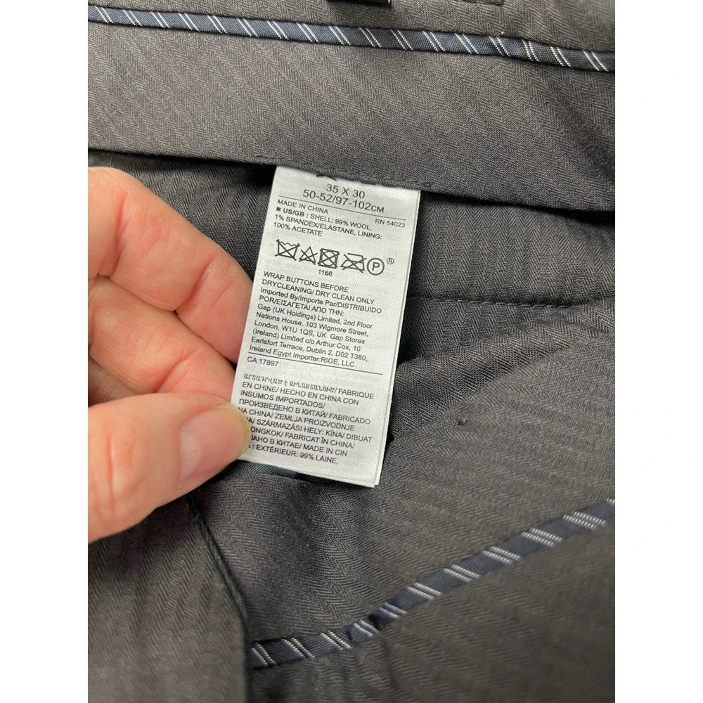 Banana‎ Republic Marzotto Super 120s Wool Slim Fit Dress Pants Charcoal 35x30